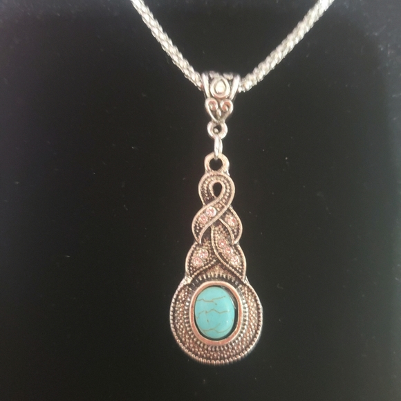Silver Chain W/ Marcasite Pendant - Picture 2 of 5